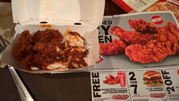Hardees new spicy tenders Nailed it