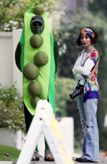 Harrison Ford dressed as a pea in a pod