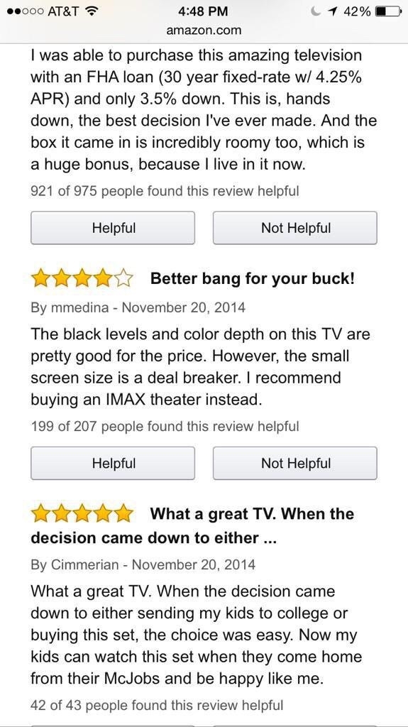 Helpful reviews for the  Samsung TV