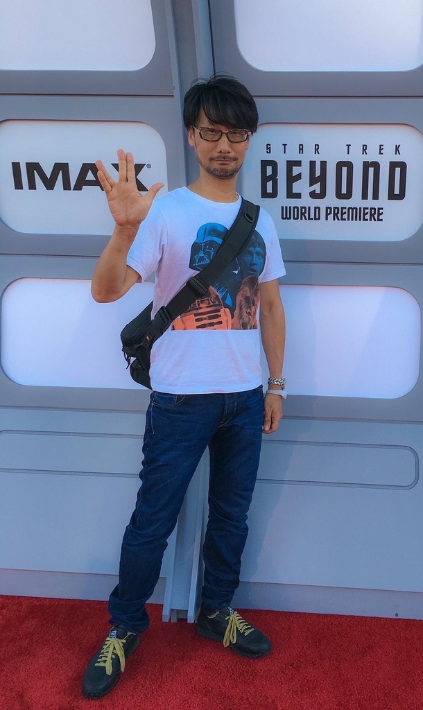 Hideo Kojima wearing a Star Wars shirt at Star Trek Beyond premiere