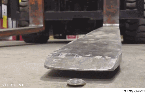 How to pick up coins with a forklift