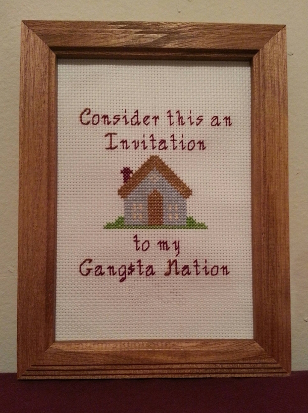 I decided to combine my two loves cross stitching and the thug life
