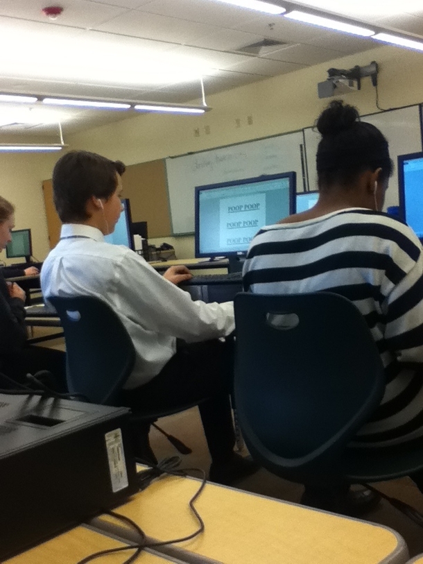 I dont think the kid in front of me was interested in his essay