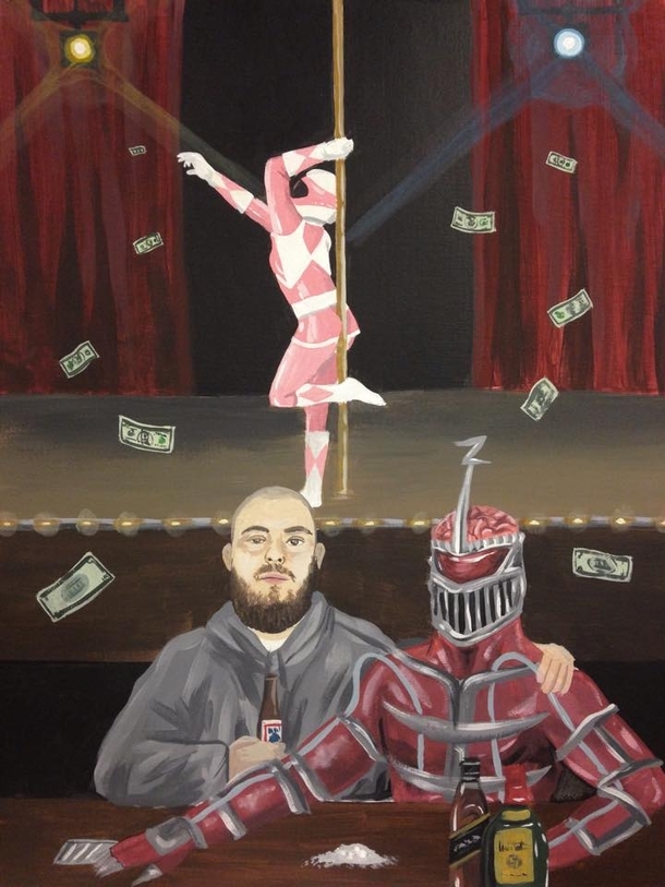 I had commissioned a painting of Lord Zedd the Pink Ranger and myself Im very happy with the finished piece
