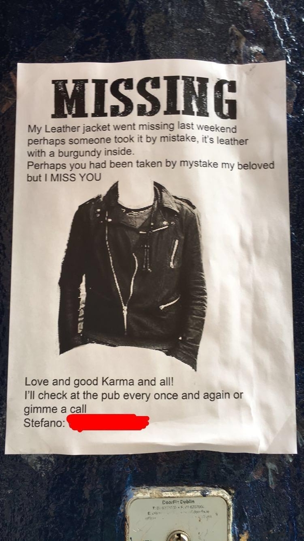 I hope this lad found his leather jacket