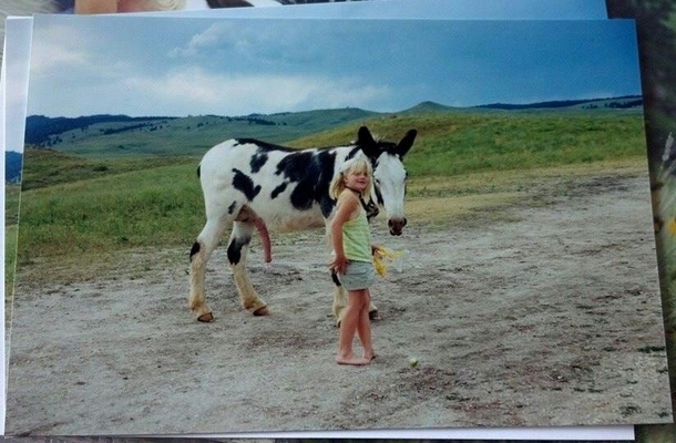 I never knew why my parents made me stand next to this donkey until my mom showed me this picture today