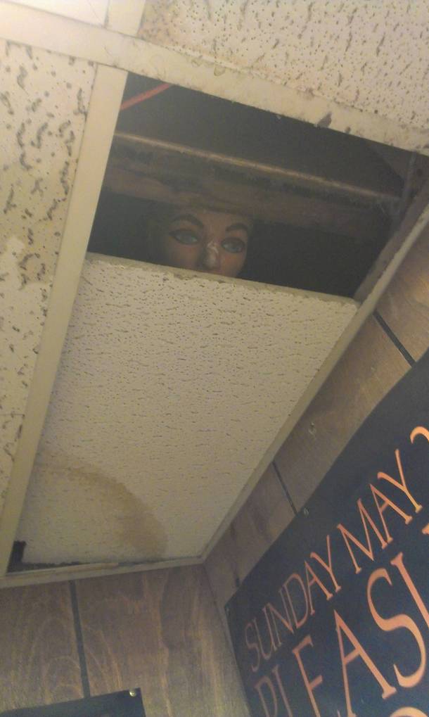 I put a mannequin head in the ceiling Do you think anyone will notice