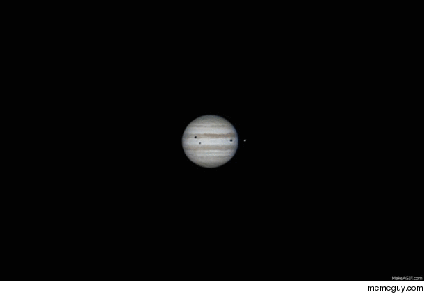 I took some images of Jupiters triple moon transit last night from my driveway Put some into a short gif
