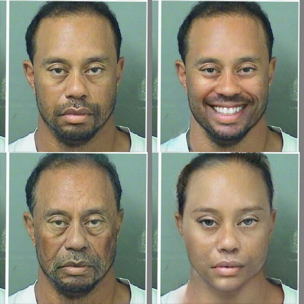 I uploaded Tiger Woods mugshot onto faceapp