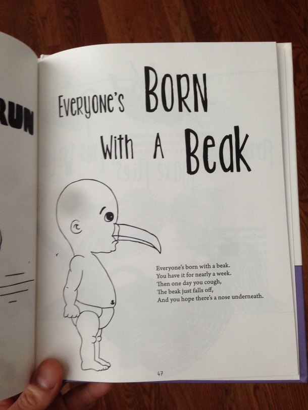 I was at a local childrens bookstore looking for a present for my niece when I opened a random book to this poem It freaked me the fuck out