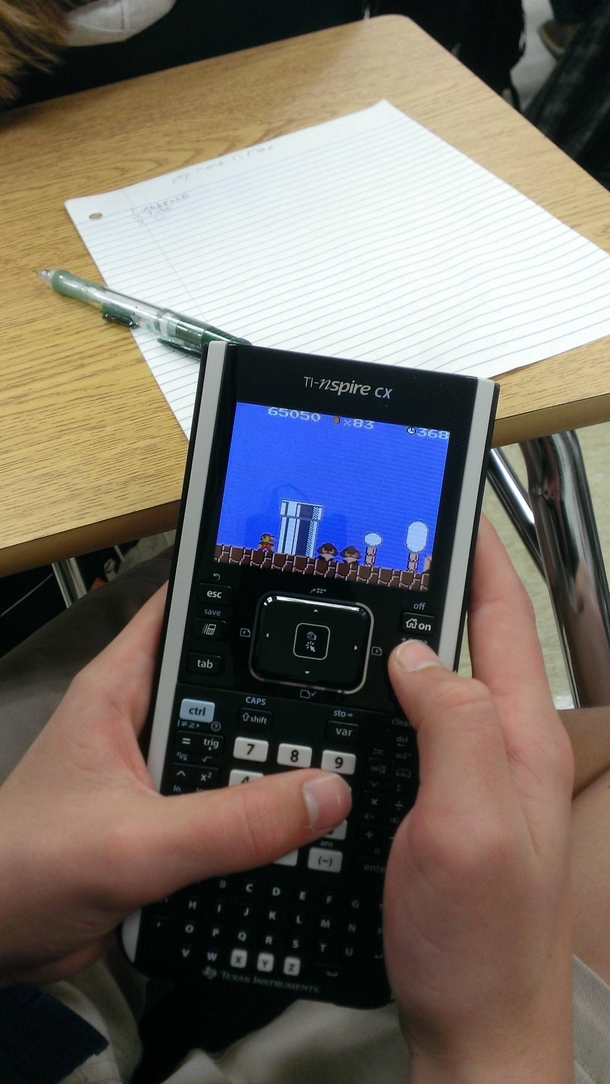 I was in math class when I looked over at another classmates calculator and saw this