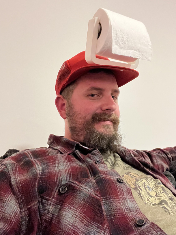 I won the potty hat at the Christmas Party
