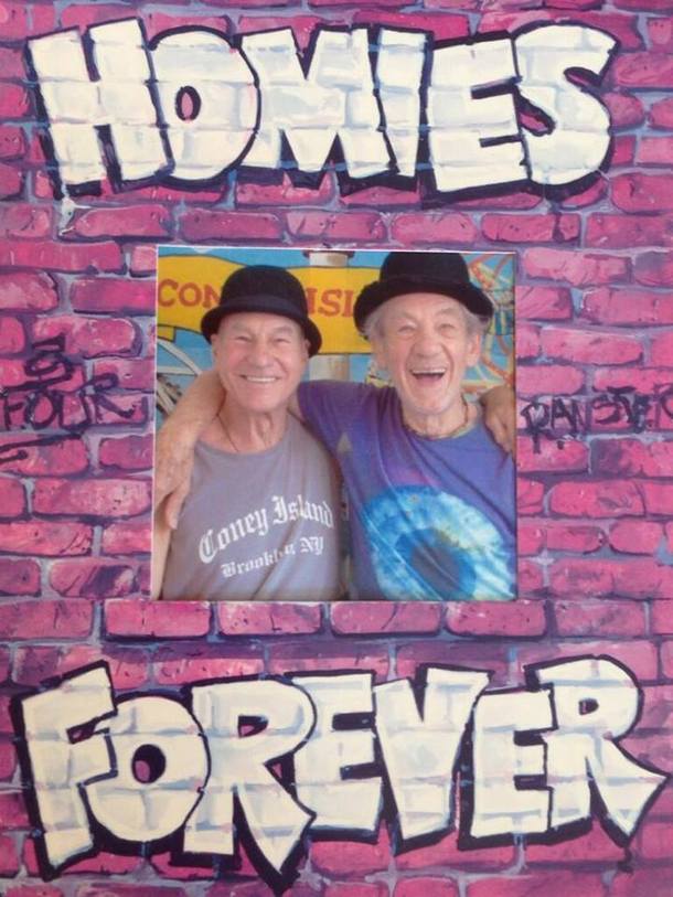 ian mckellen and patrick stewart just uploaded this on facebook they are truly a dreamteam