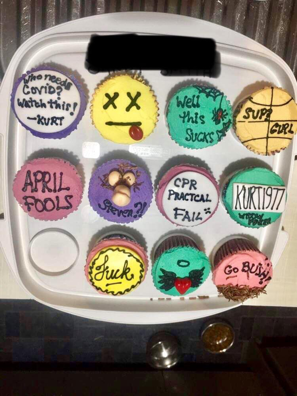 Im an RN who was widowed suddenly two weeks ago after my husband collapsed at home - thought you guys would appreciate the Widow Cupcakes a nurse friend brought me tonight