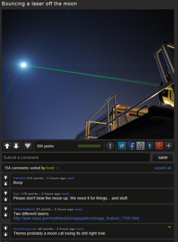 In response to Moon Laser Bouncing bottom comment in image made my night