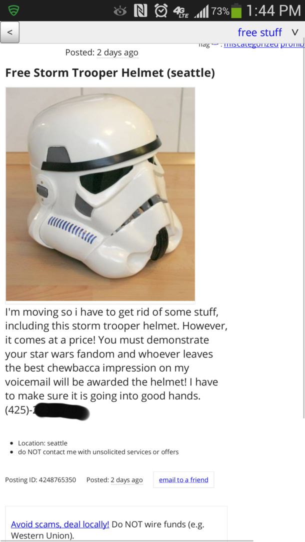 In the free section of Craigslistwith an interesting price