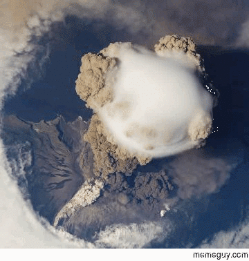 Incredible view of volcanic eruption from space