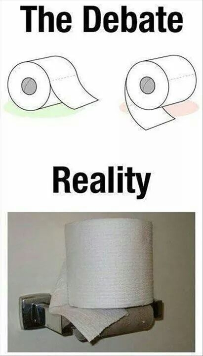 It doesnt matter how the TP is mounted in my house
