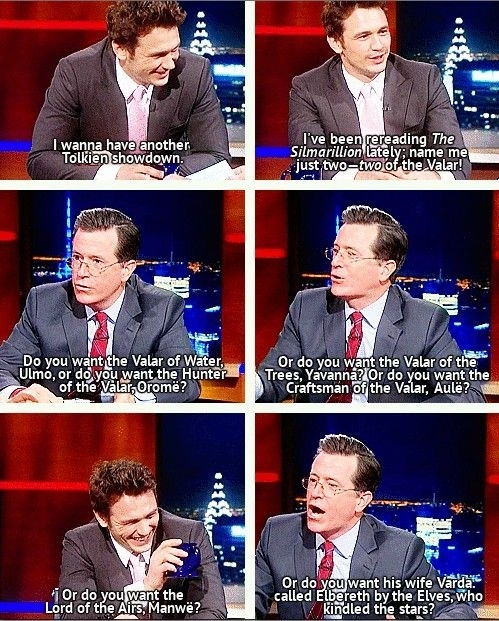 James Franco and Stephen Colbert