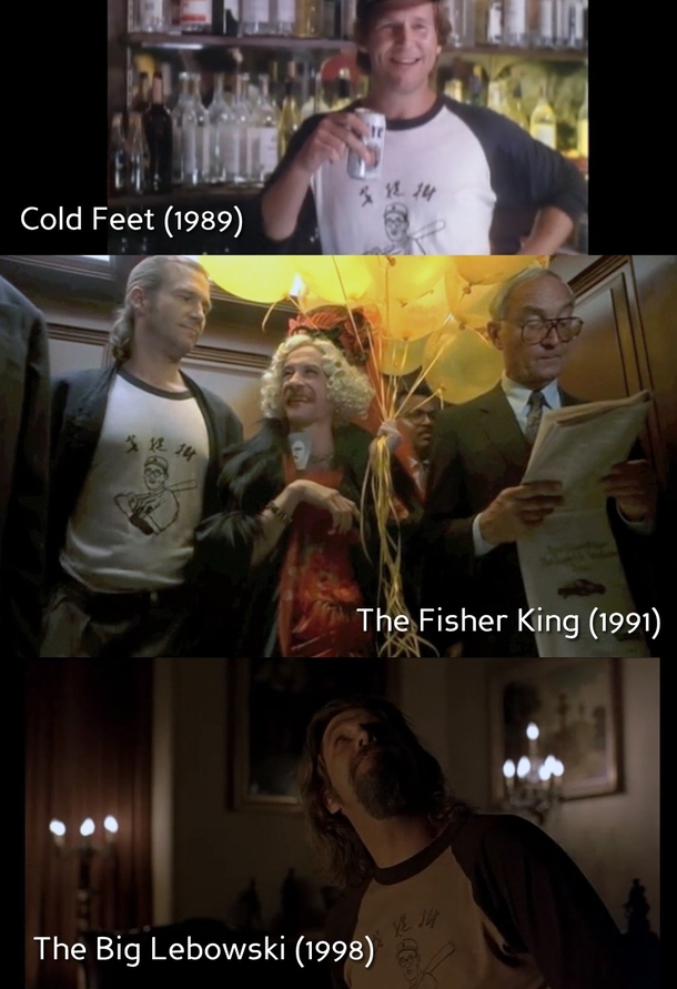 Jeff Bridges literally wore same shirt in  different movies