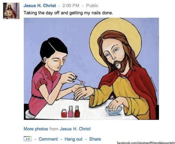 Jesus getting his nails done