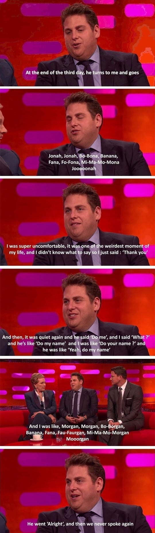 Jonah Hill talks about his first encounter with Morgan Freeman