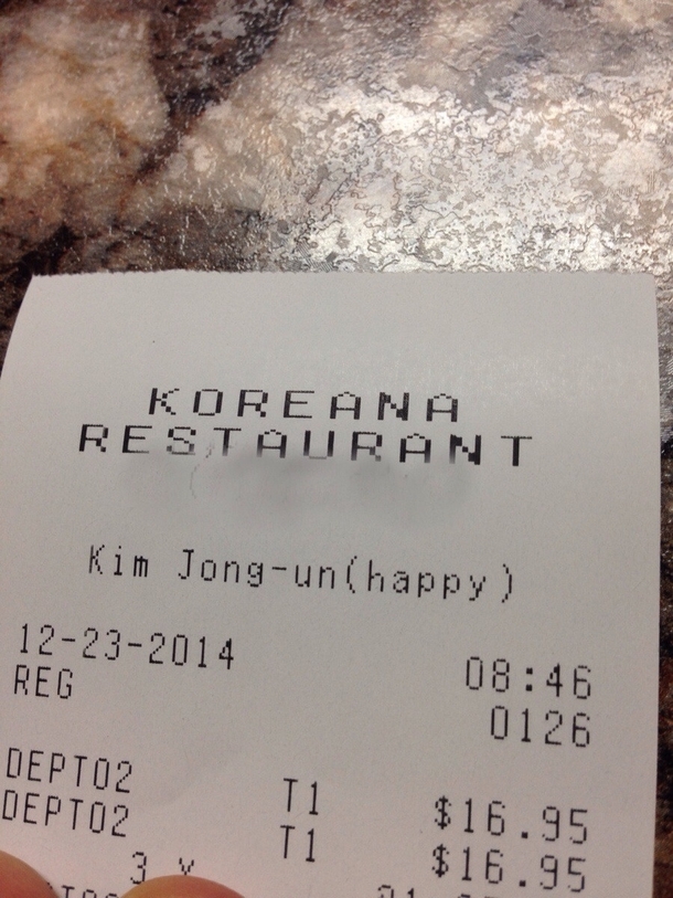 Just had Korean for dinner Noticed this on the receipt