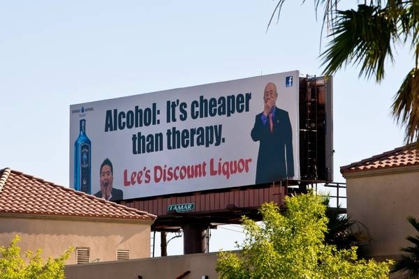 Las Vegas liquor store under hot water for this billboard