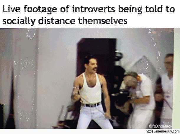 live footage worldwide of introverts being told to socially distance themselves right now