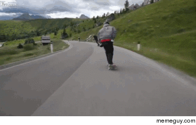 Longboarder slows down to overtake cyclists