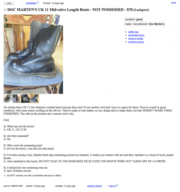Looking for some boots on Craigslist These sound nice