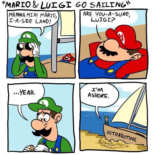 Mario and lugi make it to a shore