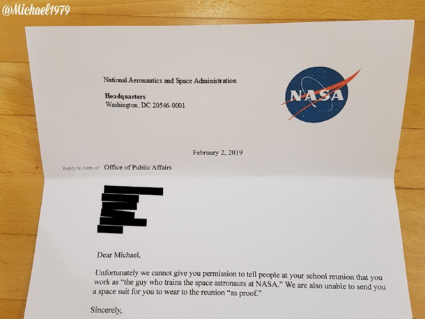 Michael gets declined by NASA 