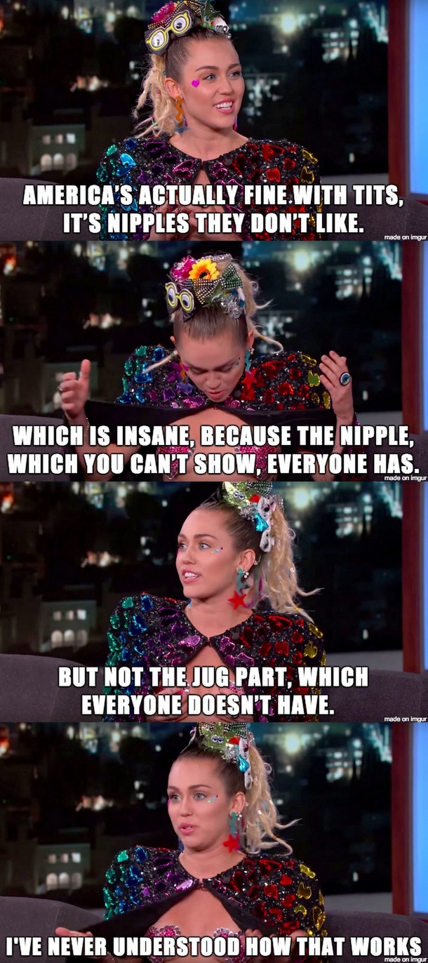 Miley Cyrus on gender nipple inequality