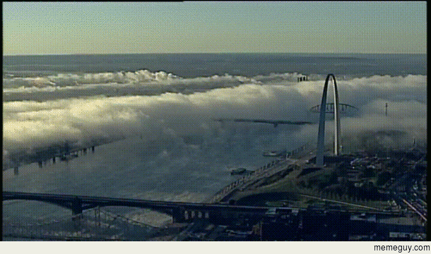 Morning fog rolling into St Louis MO