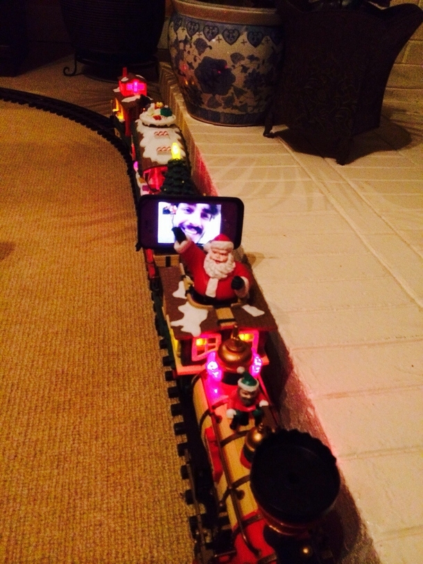 My brother couldnt join us for Christmas this year but he got to ride the Christmas train