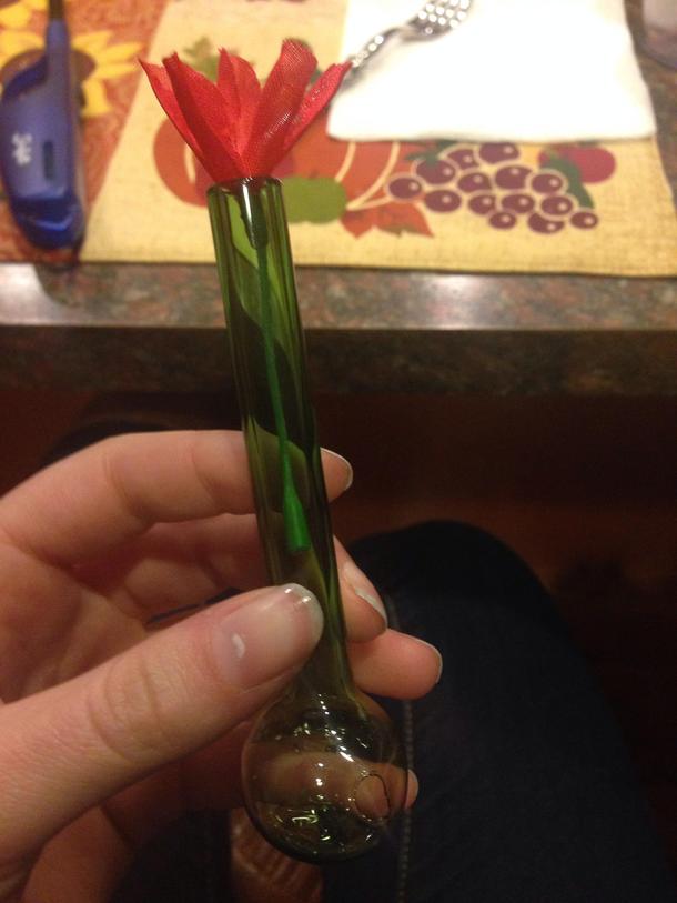 My brother thought he was buying my mom a flower in a vase Instead he bought a crack pipe with a fake flower