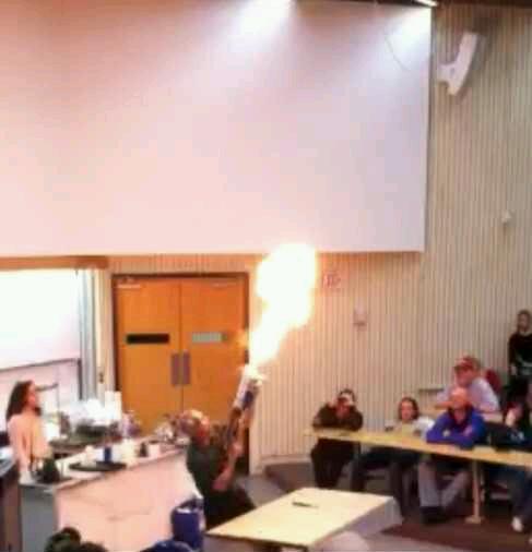My chem professor made a flamethrower out of a nerf gun I think this is going to be a fun year