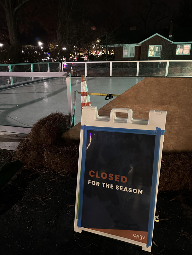 My city built a temporary ice staking spot for the Holidays which is closed for the season