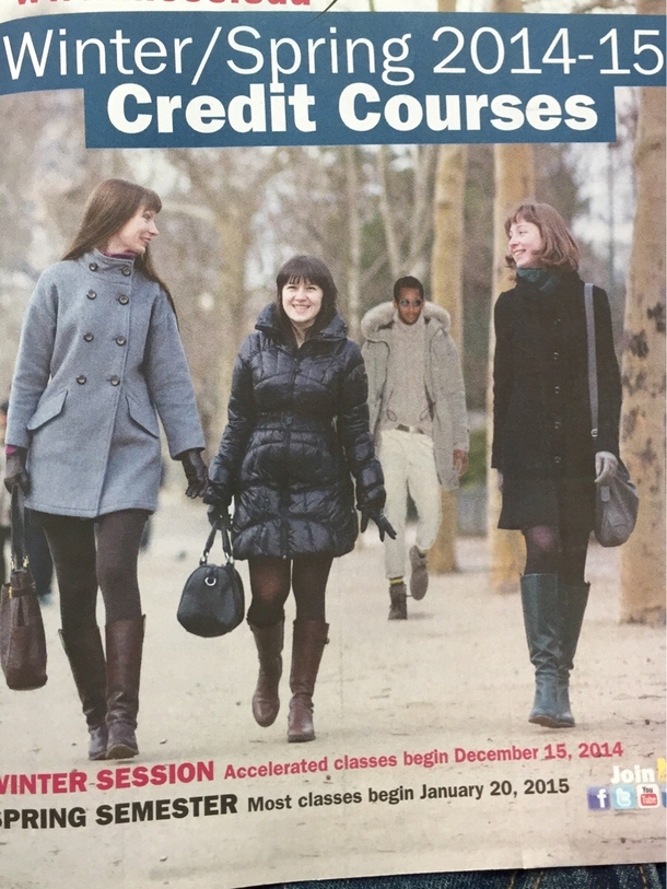 My college thought it was a good idea to photo shop some diversity onto the cover of our newest course catalogue