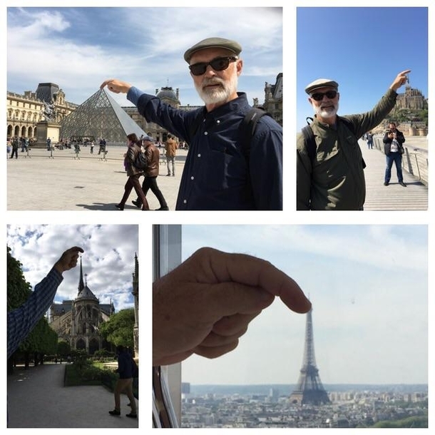 My Father-in-law is visiting France I asked if he was blending in with the locals and he sent me these  pictures