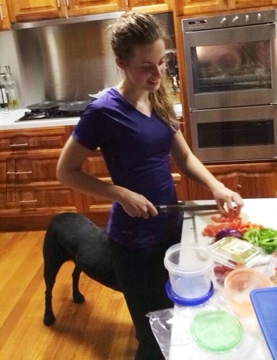 My friend a centaur cutting vegetables in her kitchen