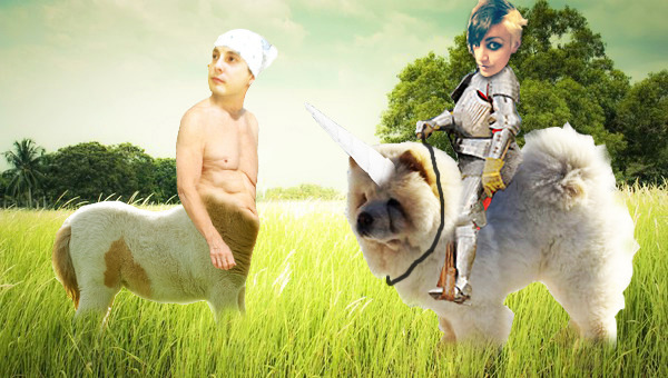 My friend asked me to make a header pic for her blog she just said she wanted her her dog and her boyfriend in a fantasy style She was not amused