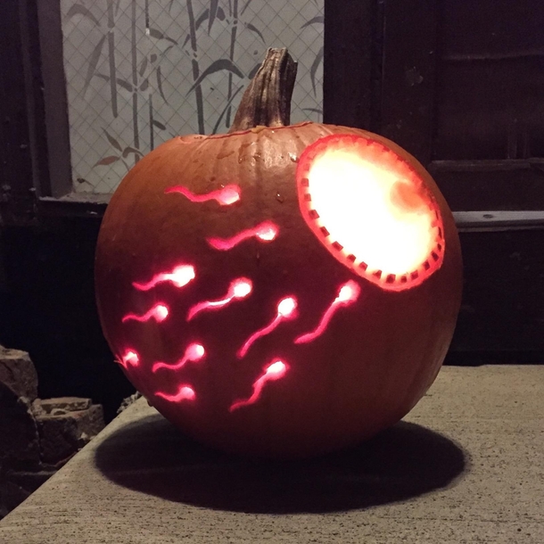 My friend carved the scariest thing he could imagine into his pumpkin this year
