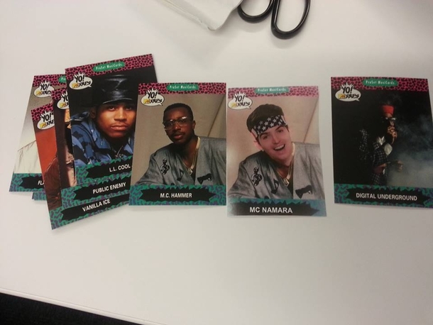 My friend has a bunch of Yo MTV Raps trading cards and I added myself to the deck Think anyone will notice