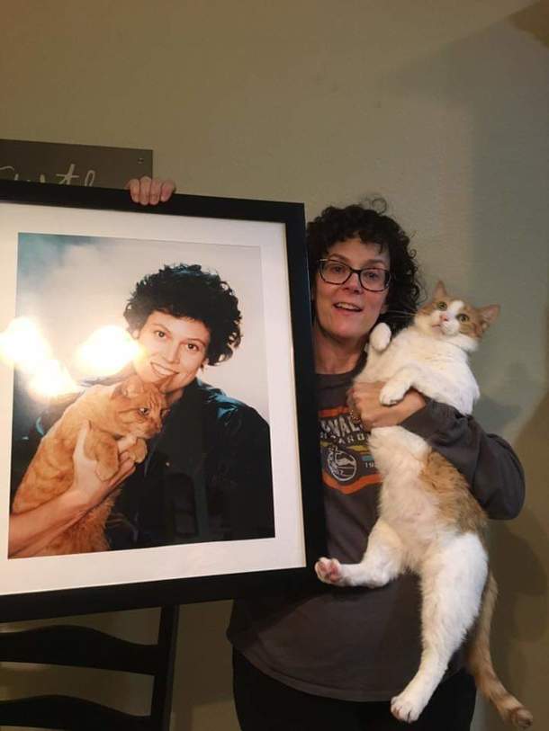 My friends mom and the portrait she was gifted