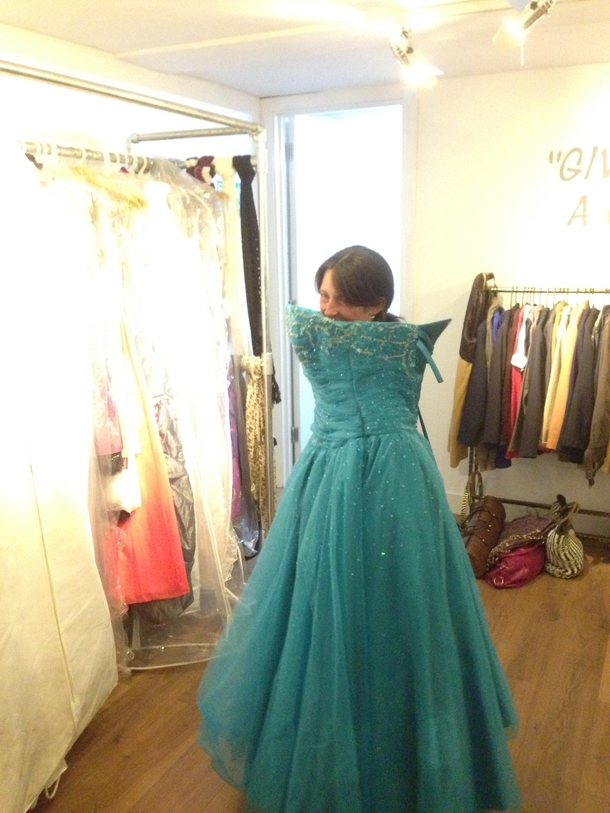 My ft Stepmom in a large ballgown we found in a thrift store