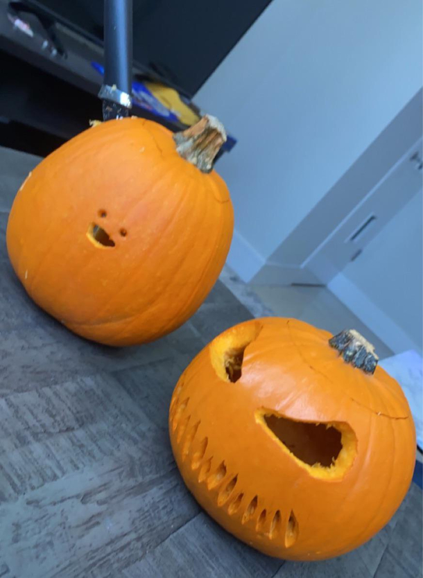 My girlfriend and I had a pumpkin carving competition I think i won