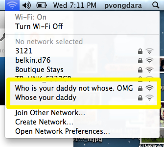 My neighbours wifi name was bugging me for ages