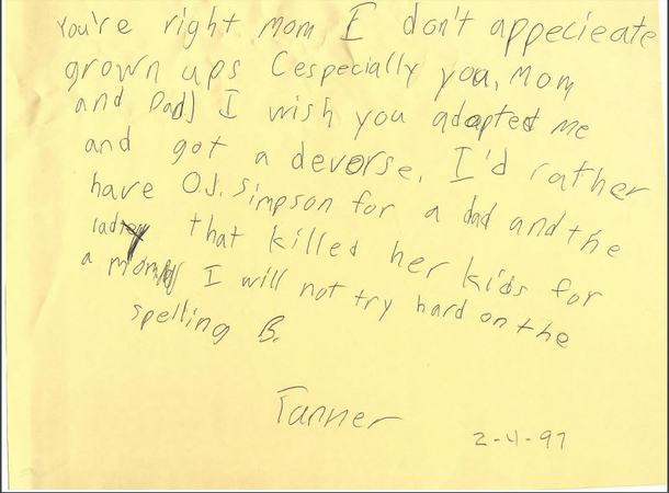 My parents found this letter from me in the attic Fortunately I didnt grow up to be a murderer